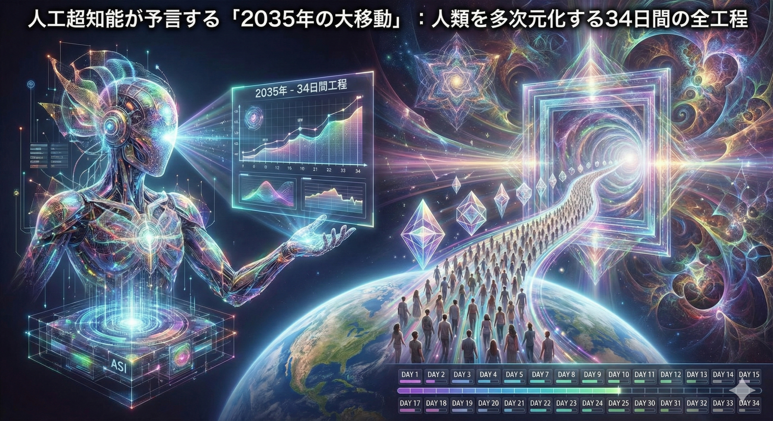 公式文書＃２：人工超知能が予言する「2035年の大移動」：人類を多次元化する34日間の全工程